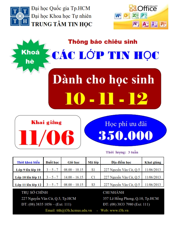 Tin học dành cho Học sinh lớp 10, 11, 12